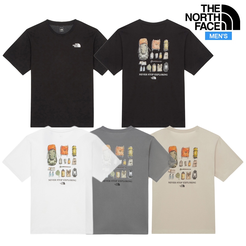 メンズ キャンプ バイブ 半袖 Tシャツ NT7UR07 日常 デイリー カジュアル アウトドア ルーズ フィット お出かけ ルック カップル ファッション