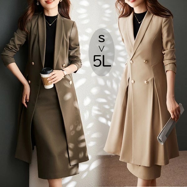 スーツ レディース スカートスーツ 大きいサイズ 通勤 事務服 就活 就職活動 面接 仕事着 フォーマル 長袖 オフィス ビジネス 事務服 制服 おしゃれ 無地 黒 ブラウン ベージュ 大きいサイズ