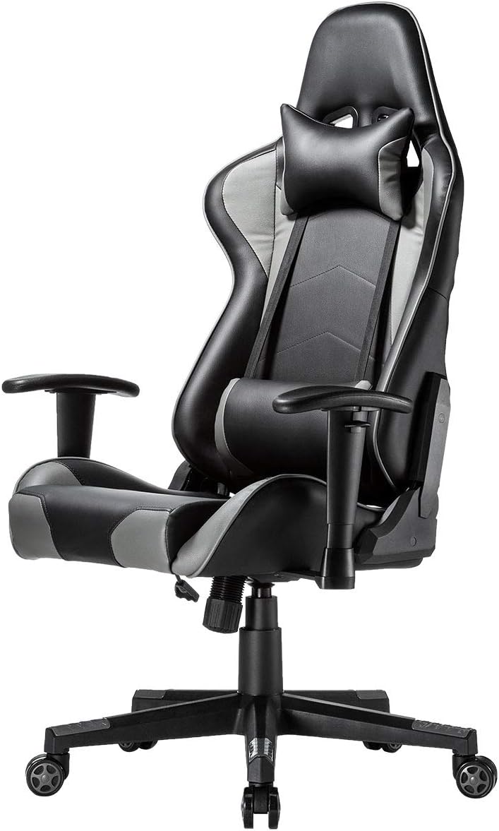 サンワダイレクト ゲーミングチェア ハイバック リクライニング ロッキング 高耐久・高反発座面 ランバーサポート ひじ掛け付き グレー 150-SNCL016GY