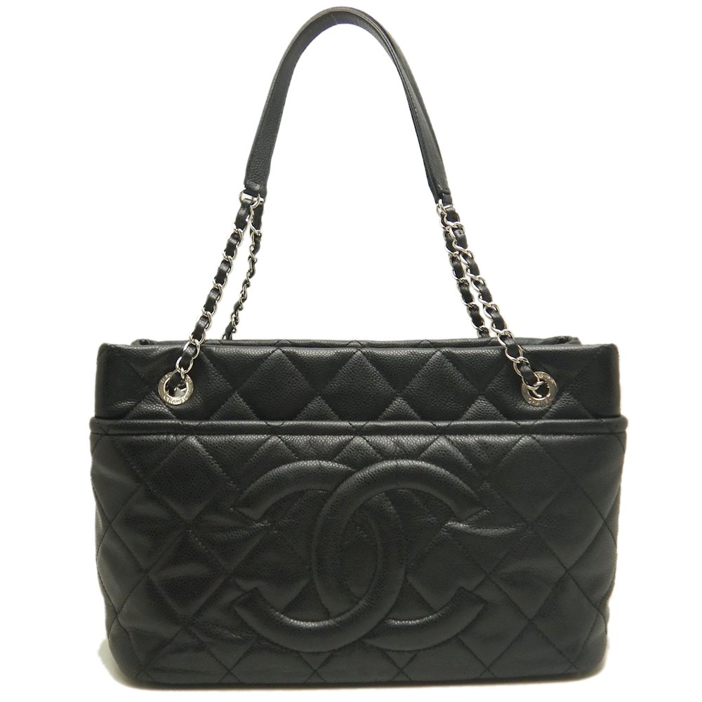 チェーントートバッグ マトラッセ キャビアスキン ブラック レディース /253427【中古】 139,700円