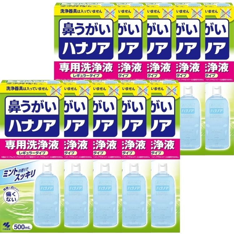 10個セット 小林製薬 鼻うがい ハナノア 専用洗浄液 レギュラータイプ 500ml 鼻洗浄