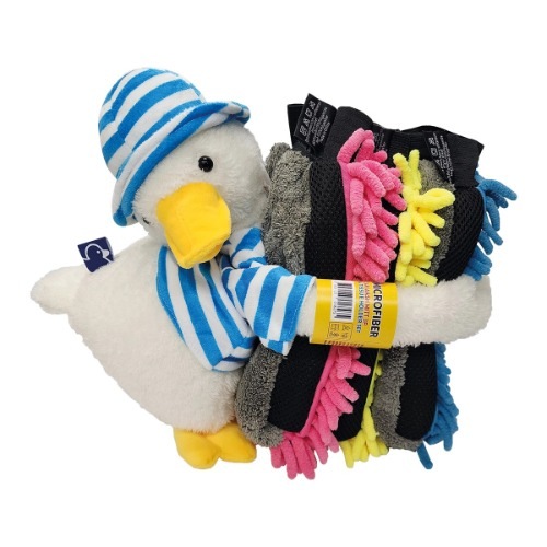 細い洗車の手袋3つのティッシュハンガー人形-アヒル速い吸収力きれいなクリーニング車のインテリア小道具