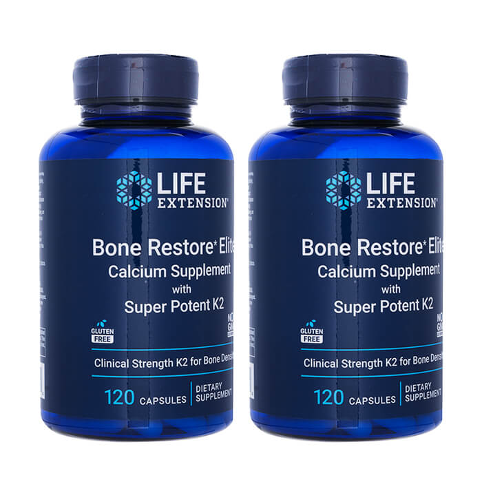 ボーンリストアエリートウィズスーパーポテントK2 120錠 2本 ライフエクステンション LifeExtension LE カルシウム ビタミンK2 海外発送 日時指定不可 国際郵便発送