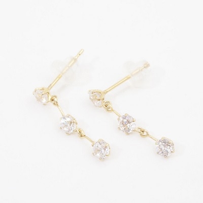 18金 ピアス キュービックジルコニア キャッチ式 日本製