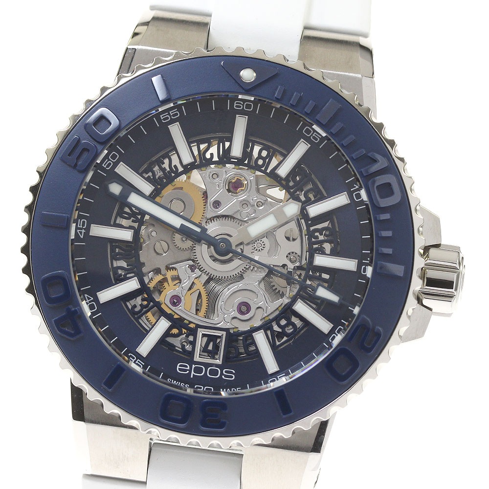 エポス EPOS 3441SKBLWHR スポーティブ デイト 自動巻き メンズ 未使用品 箱・保証書付き_824266【中古】 55,935円