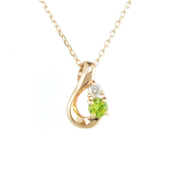 ネックレス 正規品 8月 誕生石 誕生日 レディース しずくモチーフ ネックレス ペンダント アクセサリー ジュエリー ダイアモンド ペリドット K10ピンクゴールド 祝い