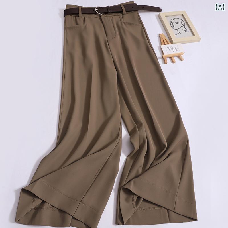 スラックス レディース 縦型 ポケット ハイウエスト カジュアル パンツ ドレープ 感 ワイド パンツ プチ スーツパンツ ストレート レッグ ロング パンツ