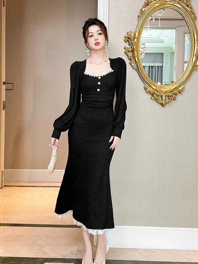 JY上品 24 黒 ワンピ マーメイド 綺麗 ドレス パーティー キャバ 大人 同窓会 披露宴 卒業式 結婚式 演奏会 ウェディング 二次会 メガ割 5,356円