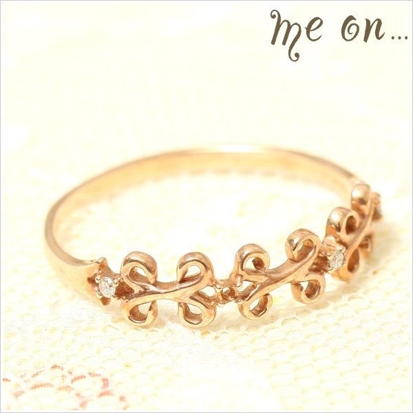 me on...アラベスク調に紡がれた黄金の茨が美しい K10ピンクゴールド PG クラシカルアラベスクモチーフダイヤモンドリング お届けまで２３週間程度