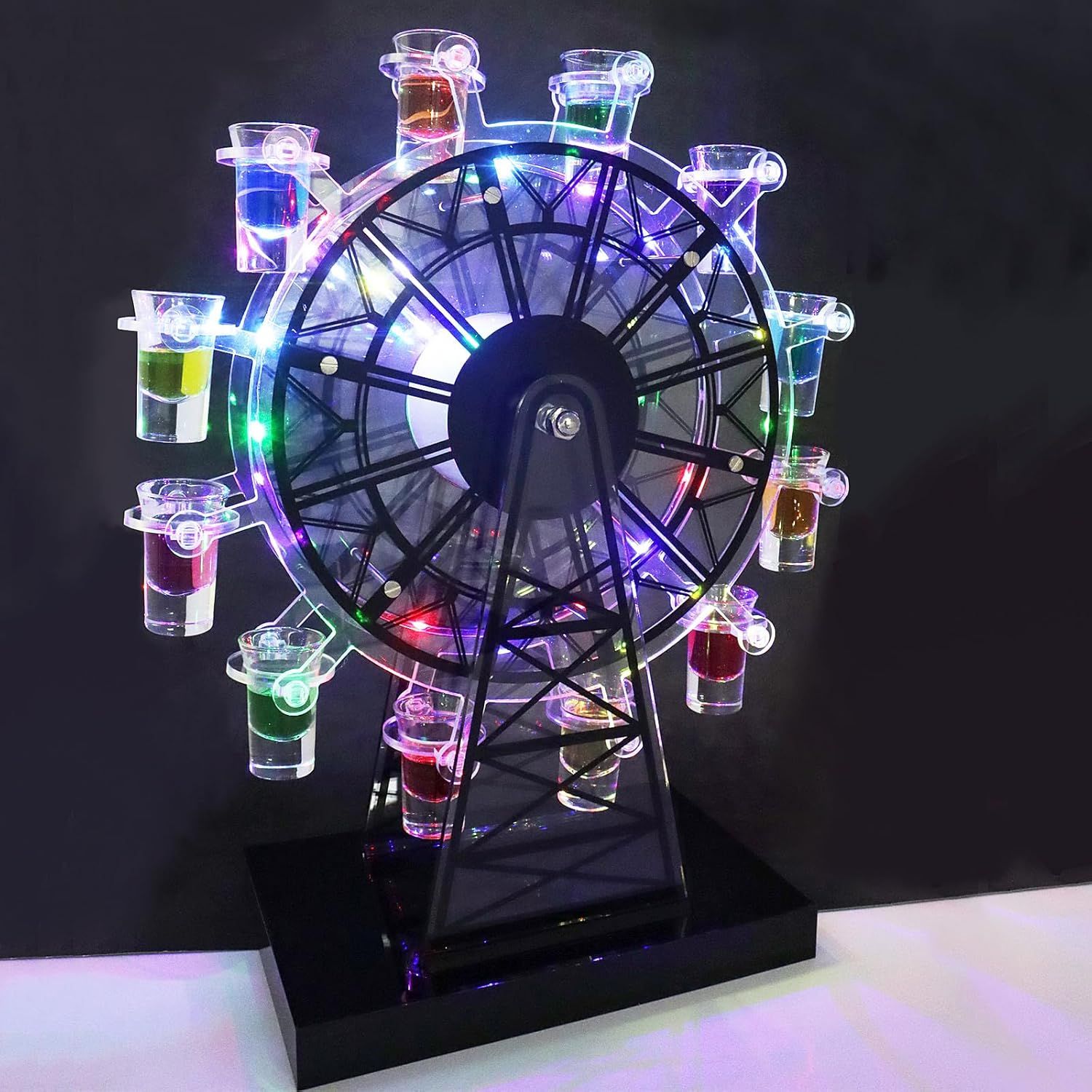 テキーラ観覧車 LED酒ボトルの表示棚 12カップ ワインラック LED酒グラス 自動カラーチェンジ 誕生日 クリスマス ナイトクラブ パーティ レストラン 新年会 飲み会 忘年会 贈り物 お祝い 飾