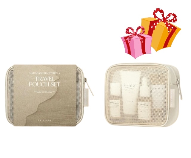 [夏休みシーズン]マダガスカル センテラトラベルポーチ 5点セット(クレンジングオイルアンプルフォームクイックカーミングパッドアンプルスージングクリーム)