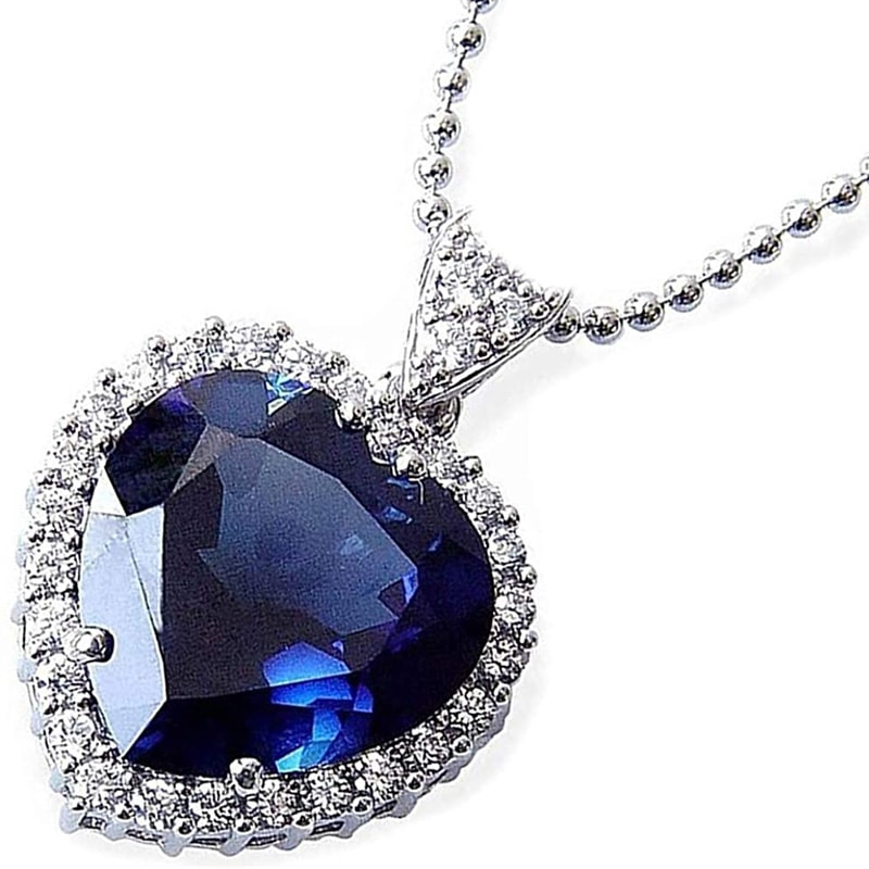 タイタニックモデル 大粒サファイア ペンダントネックレス 合成サファイア11カラット大人気！