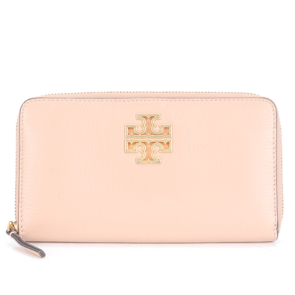 美品 ダブルT レザー 長財布 長財布 二つ折り 三つ折り コンパクト ウォレット ラウンドファスナー ピンク レディース RUE CP5-5 中古