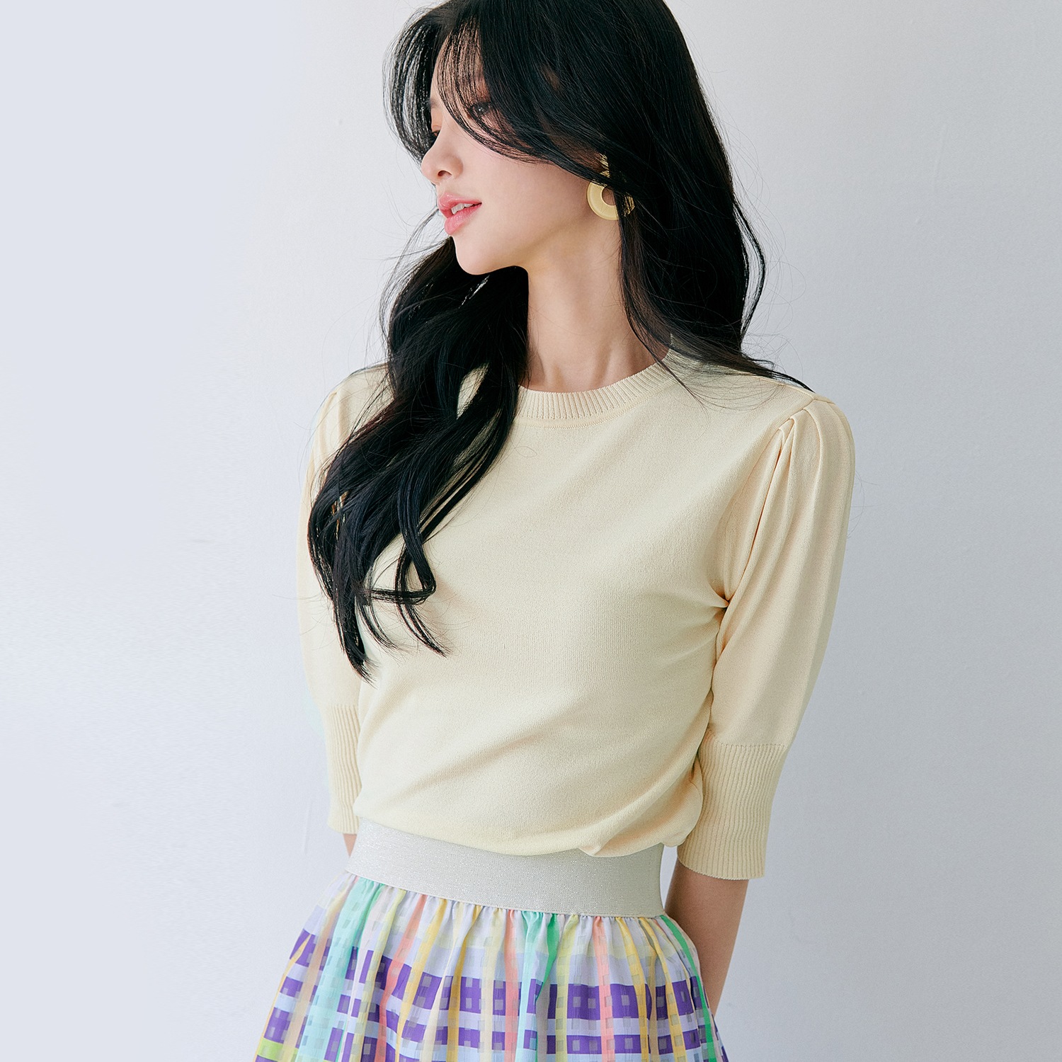 PUFF SLEEVE KNIT TOP / 3COLOR