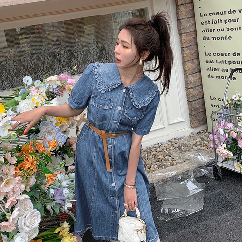 メインプッシュ2色薄片ドールカラーベルトデニムワンピース295 618 P115 K168 シフォンワンピ 全商品オープニング価格 特別価格 Vivalafocaccia Com