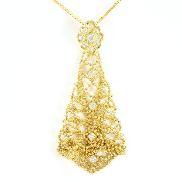 K18 18金 YG ネックレス ダイヤ 0.43 カード鑑別書 中古