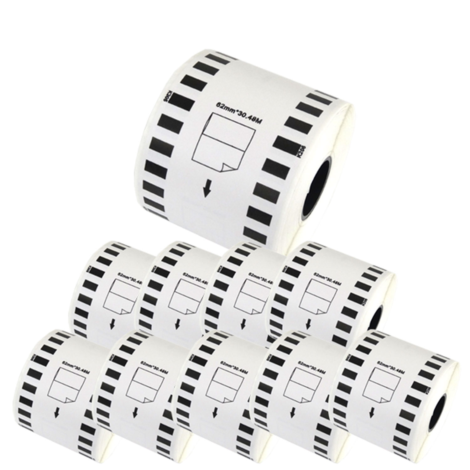 マックス用 感熱紙ラベル 無定長ラベル ELP-L6200N-05 互換品 宛名ラベル 白 62mm×34m 10個セット