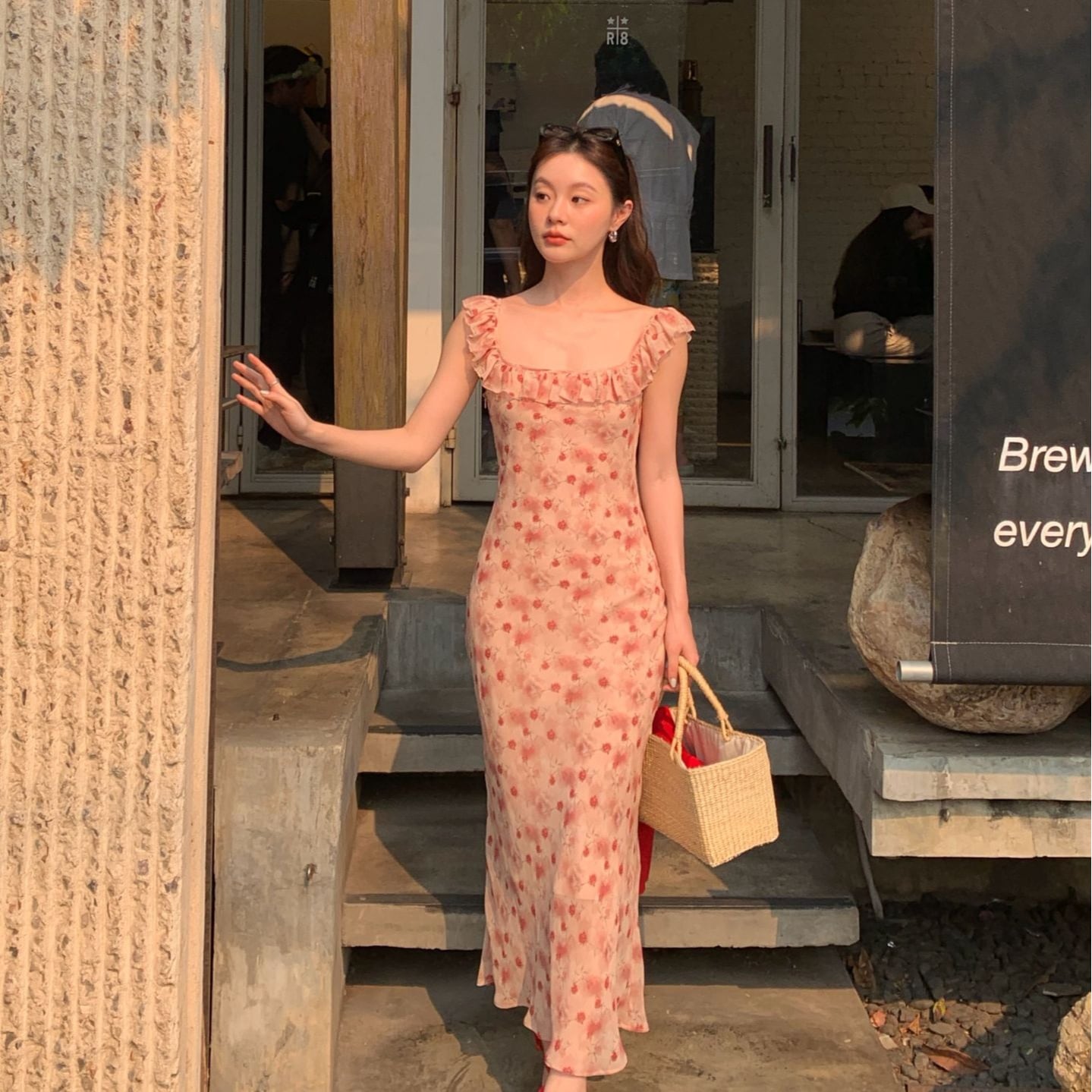 キャミソールワンピース 韓国ファッション レディース 花柄ワンピース ドレス