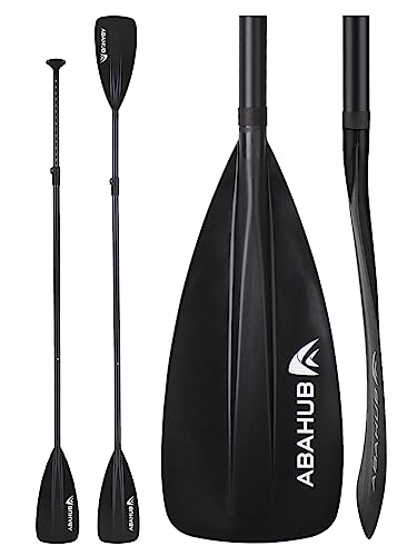 Abahub 4ピース SUP パドル/カヤックパドル調節可能なスタンドアップパドルボードパドル軽量アルミ合金 PU コーティングシャフトブラック プラスチック ブレード
