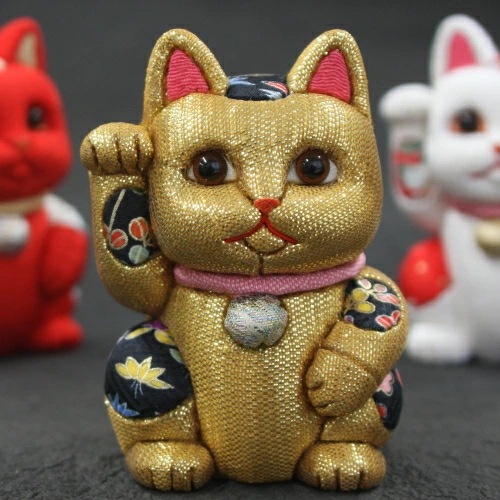 招き猫 置物 開店祝い 金/白/黒/赤 小 柿沼人形 日本製 【沖縄不可】