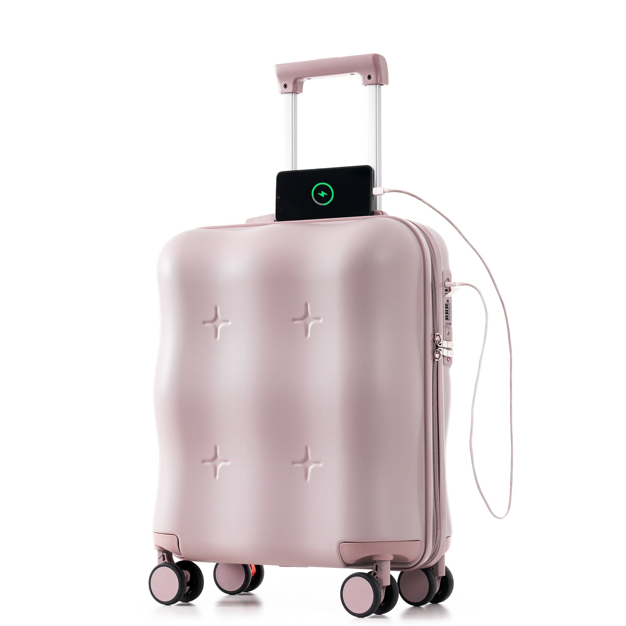 【国内出荷 - 3日配達】スーツケース Sサイズ キャリーバッグ キャリーケース USBポート付き ストッパー付き 小型 超軽量 軽量 大容量 かわいい ファスナー式 TSAロック搭載 360度回転 5,278円