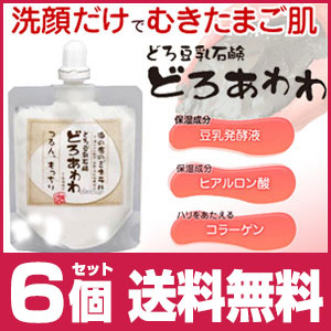 カートクーポン利用で ！どろあわわ 6個セット どろ豆乳石鹸 110g 洗顔石鹸 洗顔料 洗顔フォーム 洗顔 泡 泥 ドロ 石鹸 豆乳