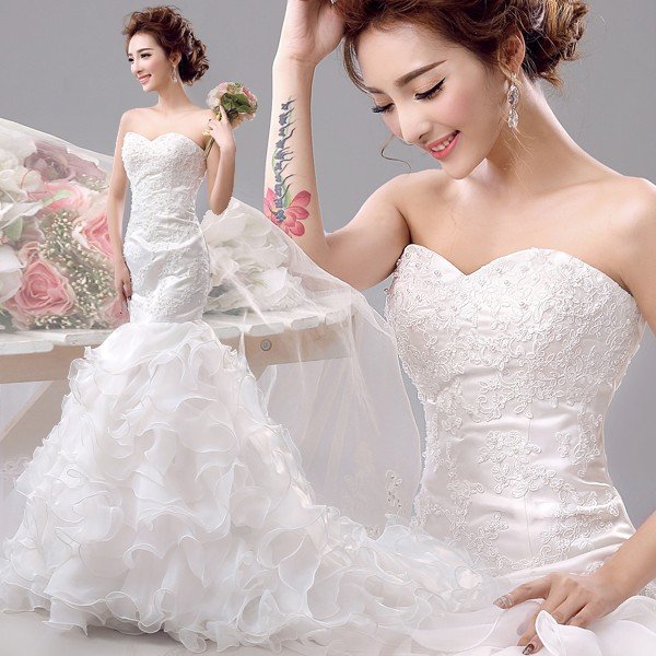 マーメイドドレス ウエディングドレス 安い ロングドレス 結婚式 白 花嫁 ブライダル 披露宴 ウェディングドレス マーメイドライン 二次会