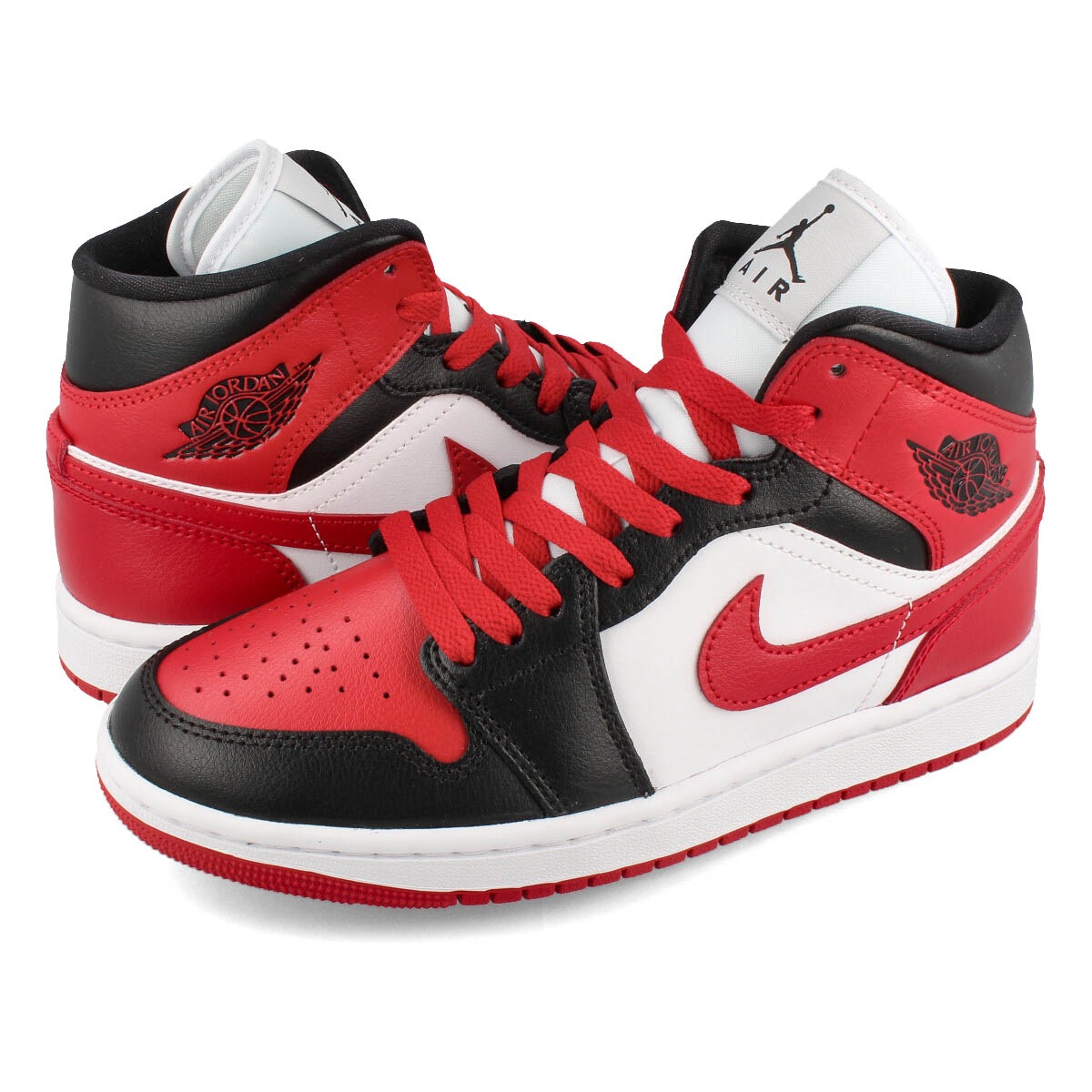 WMNS AIR JORDAN 1 MID BLACK/GYM RED/WHITE