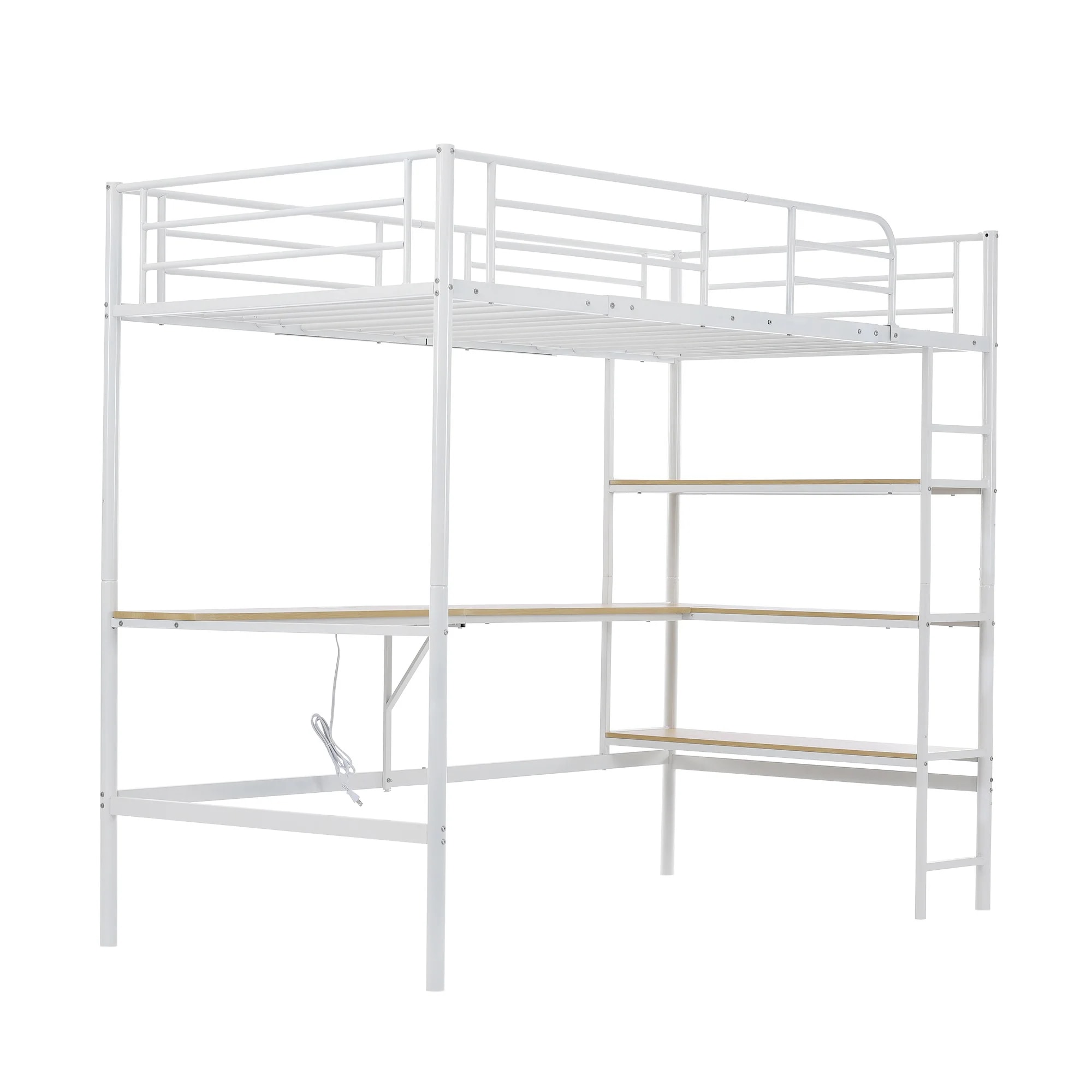 【急速出荷!】ロフトベッド シングル パイプベッド 収納棚 デスク付き 風 コンセント付き 収納 子供ベッド 耐震 ベッド パイプ 金属 高さ170cm 収納棚 収納 風 大人 一人暮らし 子