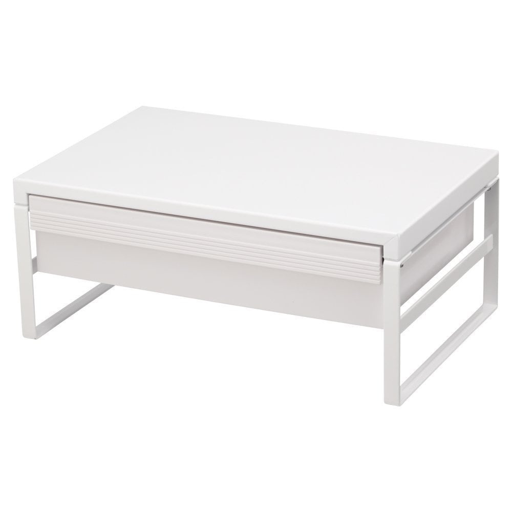 （まとめ買い）机上台 幅390mm引出し付 ハイタイプ 白 A-7342-0 [x3]