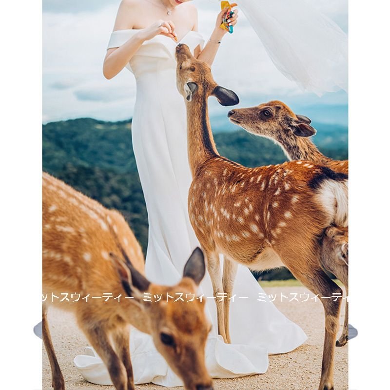 ウェディングドレス ロングドレス 結婚式 ウエディングドレス オフショルダー 二次会 花嫁 前撮り