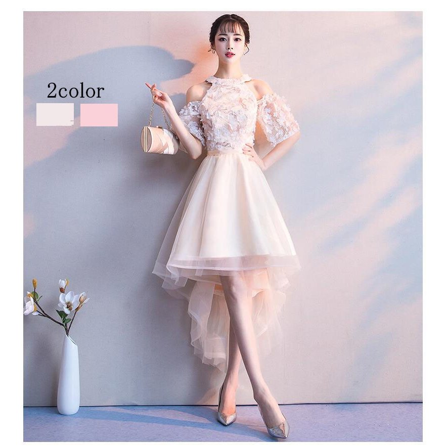 ウエディングドレス パーディードレス ミモレドレス Aラインワンピース ステージ衣装 プリンセス オ