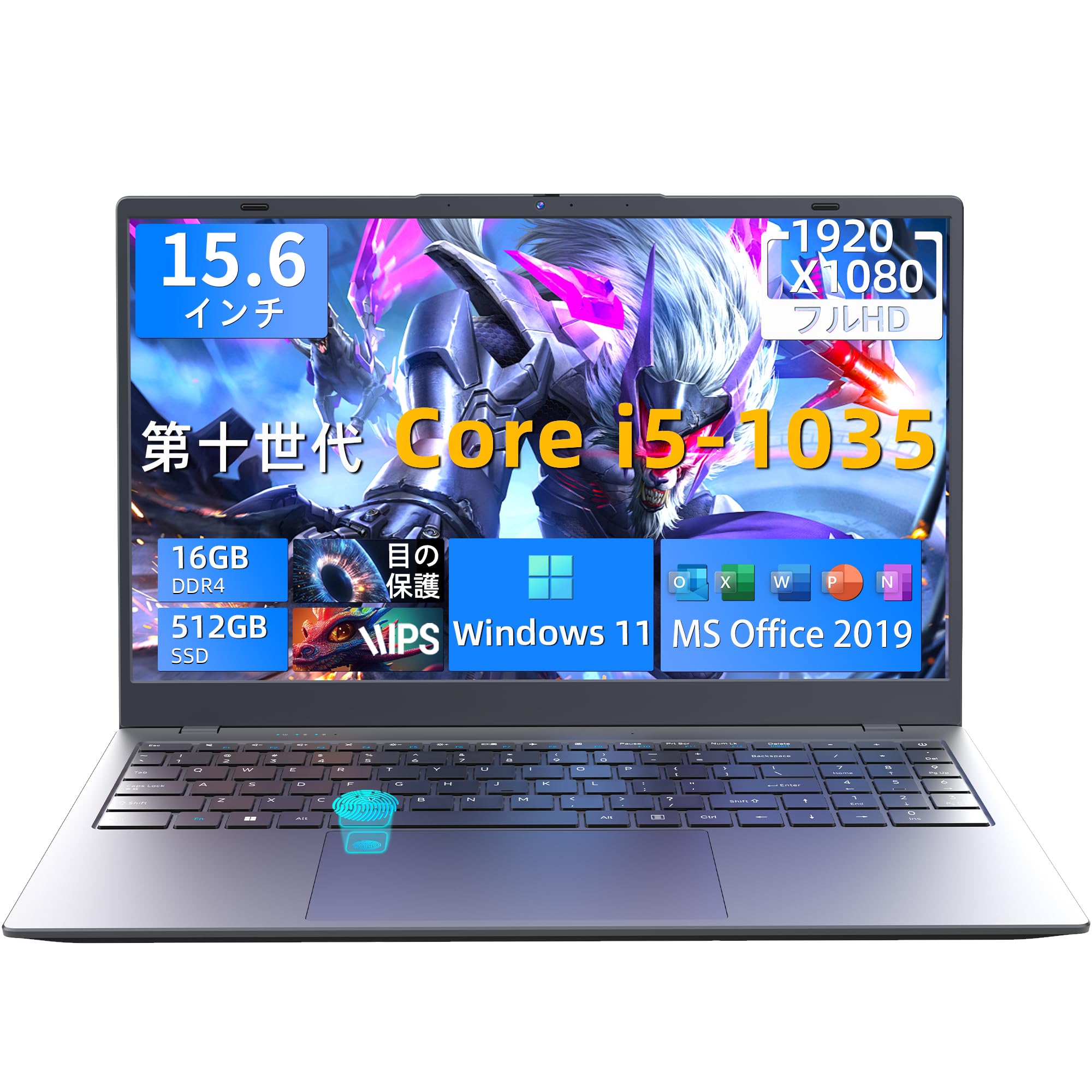 VETESA ノートパソコン 第10世代 Core i5-1035 最大3.7GHz 4C8T Windows11 Pro/Office 2019/高速放熱静音 15.6インチFHD1080P/IPS