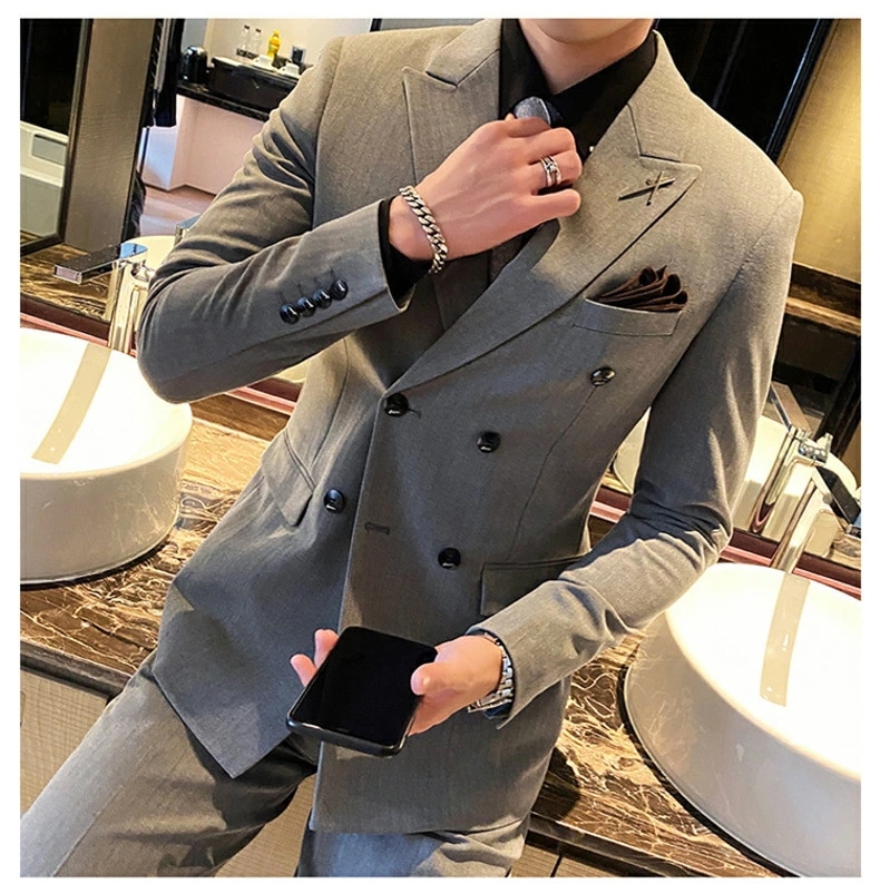 新製品 スリーピーススーツ ブレザー ビジネススーツ　メンズ　フォーマルスーツ スリム　無地 紳士服　春夏 就職 成人式 (suit293)