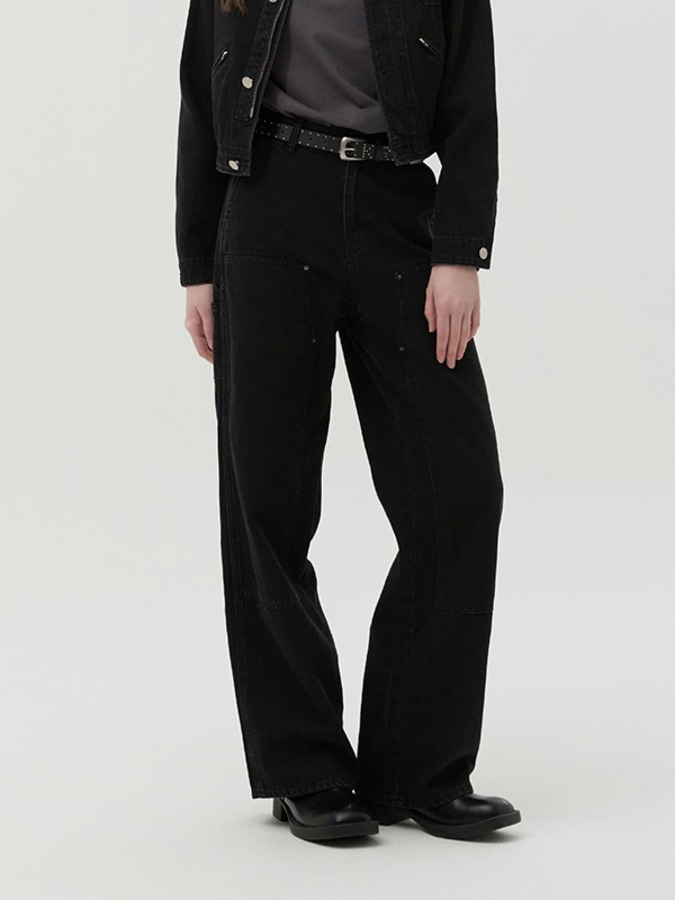 (PRE-ORDER 24th Mar.) CARPENTER WIDE FIT DENIM PANTS [BLACK]