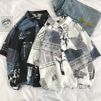 シャツ レディース 英字 プリント 半袖 襟付き レギュラーカラー 春 夏 カジュアル シンプル モンタージュ 2色展開 ホワイト ブラック 大きいサイズ こなれ感 メンズライク マニッシュ