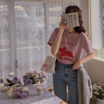 トップス Tシャツ トップス ビッグT 袖あり 半袖 Uネック ラウンドネック かわいい 大人可愛い シンプル カジュアル おしゃれ お洒落 こなれ感 ラフ ガーリー lstpss24-346.jpg