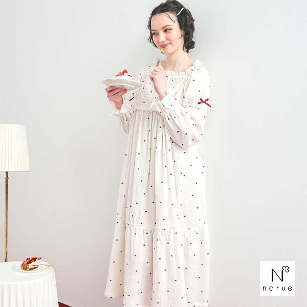ナルエー パジャマ シュークリームガーゼRプティーハートドレス ルームウェア ネグリジェ NARUE