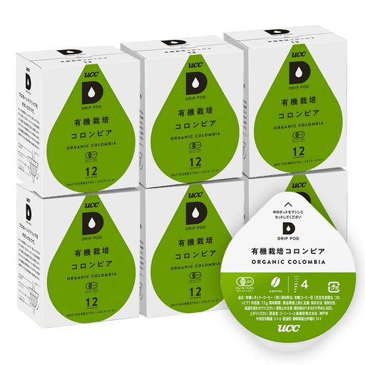 UCC ドリップポッド 専用カプセル 有機栽培コロンビア 12杯分 × 6箱 ポッド・カプセル