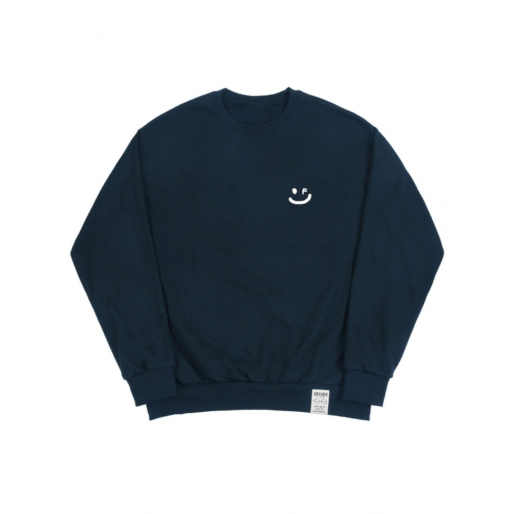 GRAVER スモールドローイングスマイル マンツーマンネイビー