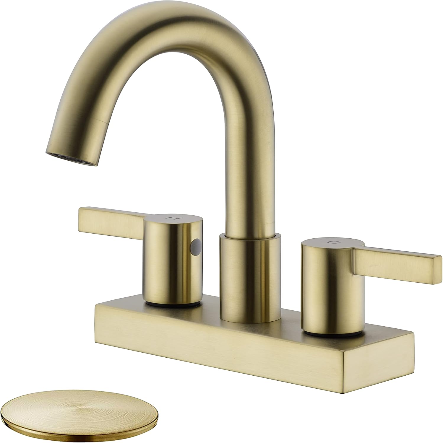 MR. FAUCET 真鍮 2ハンドル ワイドスプレッド 洗面化粧台 バスルームシンク蛇口 2機能モード内蔵 回転エアレーター噴出口 つや消しゴールド