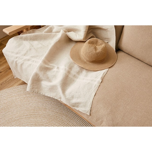 ソファーカバー 約70x150cm ベージュ 洗える 綿 麻 リネン混のカバーリング バッグ付き リューココリーネ リビング ダイニング