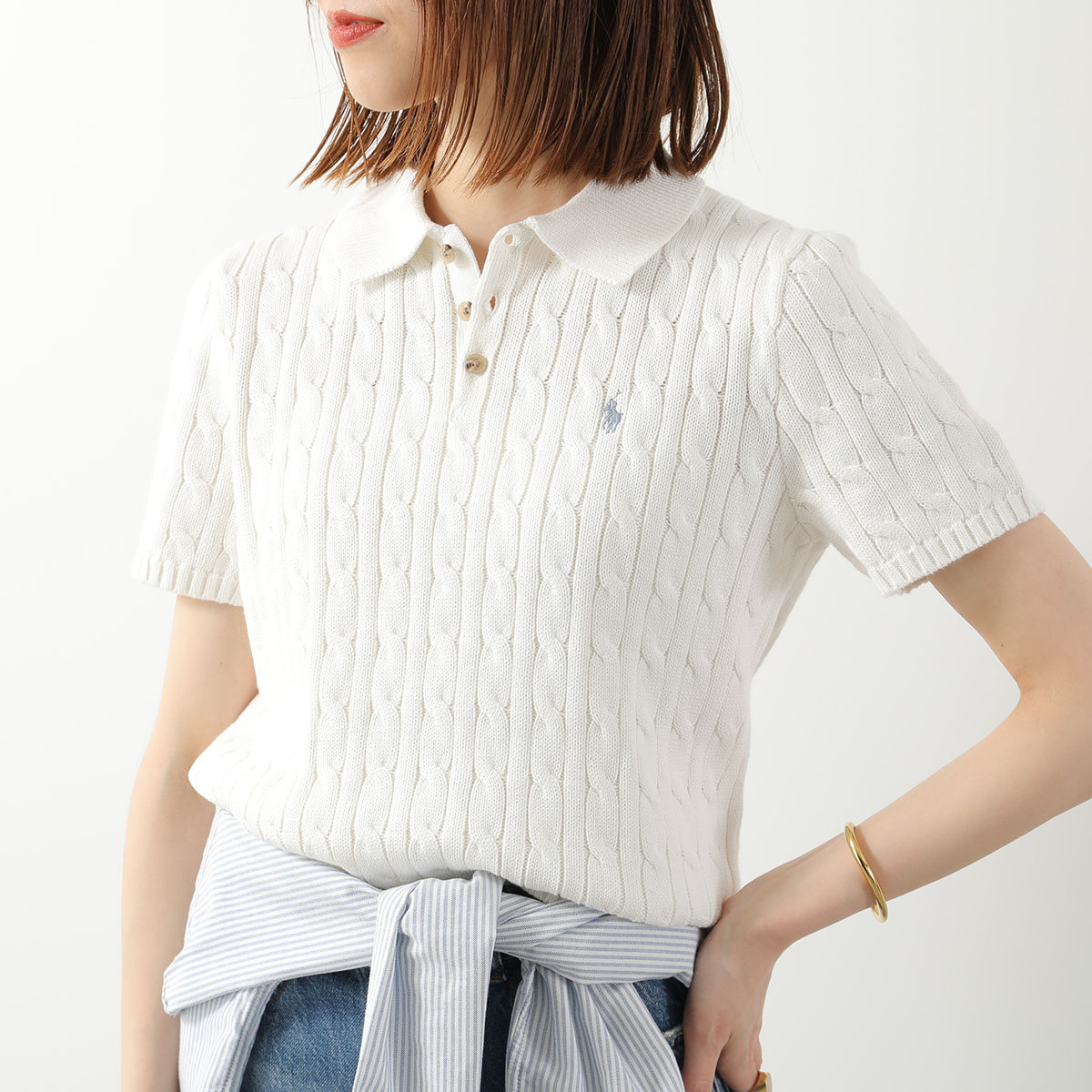 値下げ！【Polo by Ralph Lauren 】半袖ニット　白　レディース Qoo10] POLO Ralph Lauren Polo Ralph Lauren KI