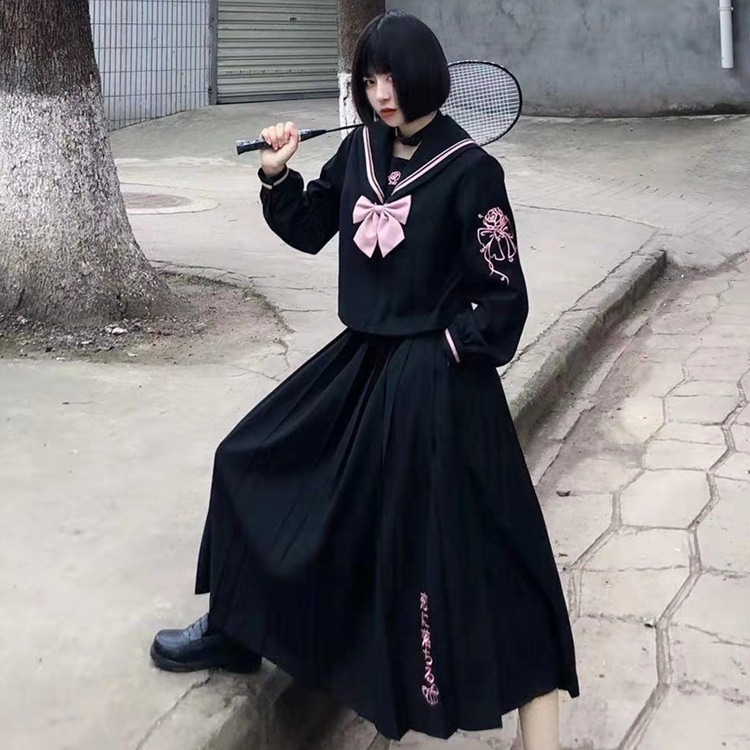 黒の白バラ騎士ダークJK制服スーツ