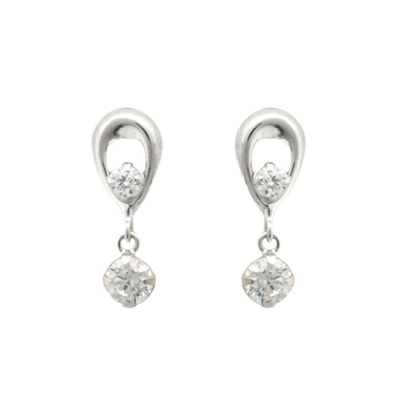 リボン済＆紙袋 ピアス レディース しずくモチーフ ジュエリー アクセサリー プレゼント K10ホワイトゴールド