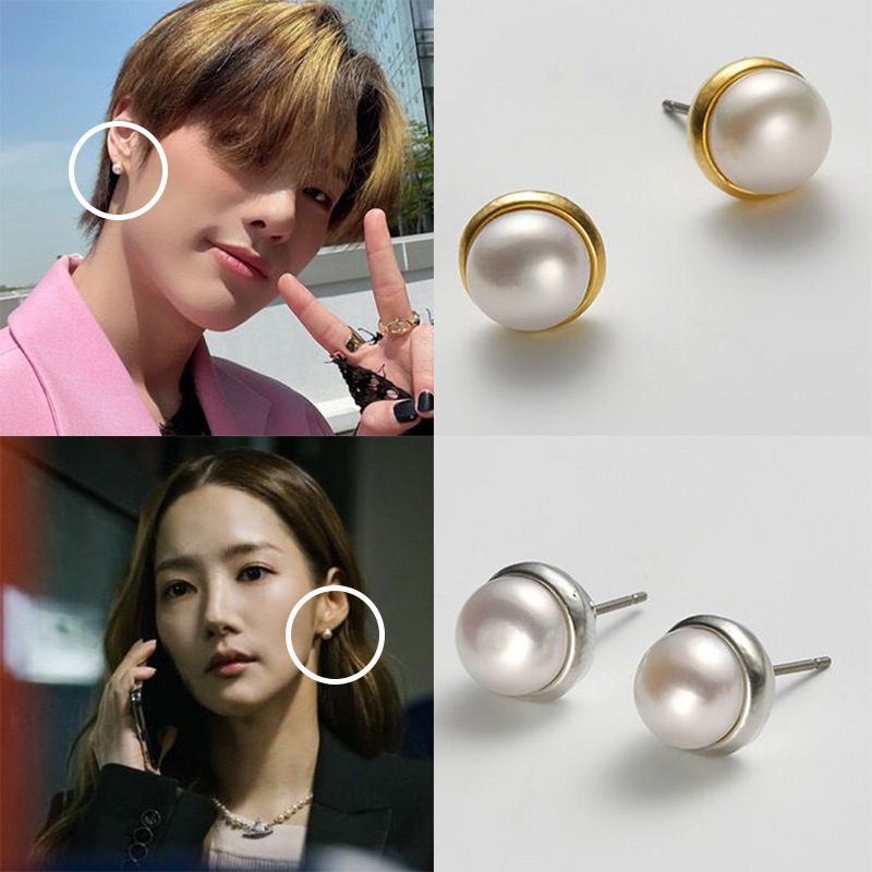 [パクミニョン/キムセジョン/ウッズ/クォンウンビ/キヒョン/ STAYCジェイ着用]ボタン真珠のイヤリング