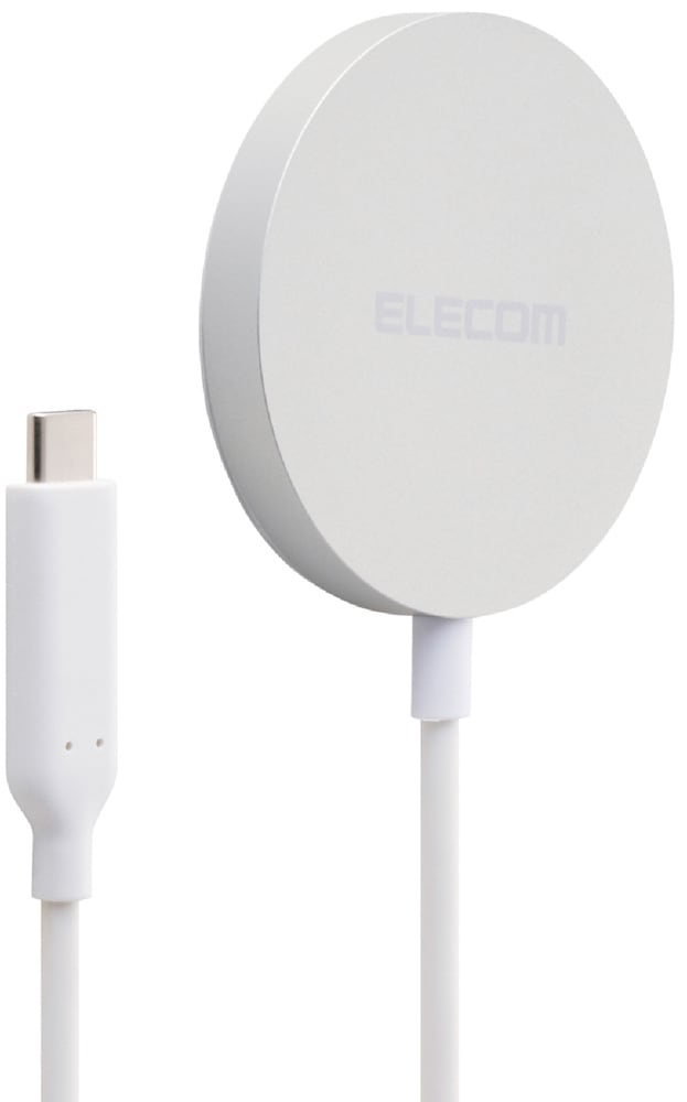 エレコム W-MA12SV ワイヤレス充電器 Qi2 25W 卓上パッド マグネット式 高速充電 Type-C一体型 1m 【Qi2対応iPhone/Androidスマホ用】（シルバー） WMA12