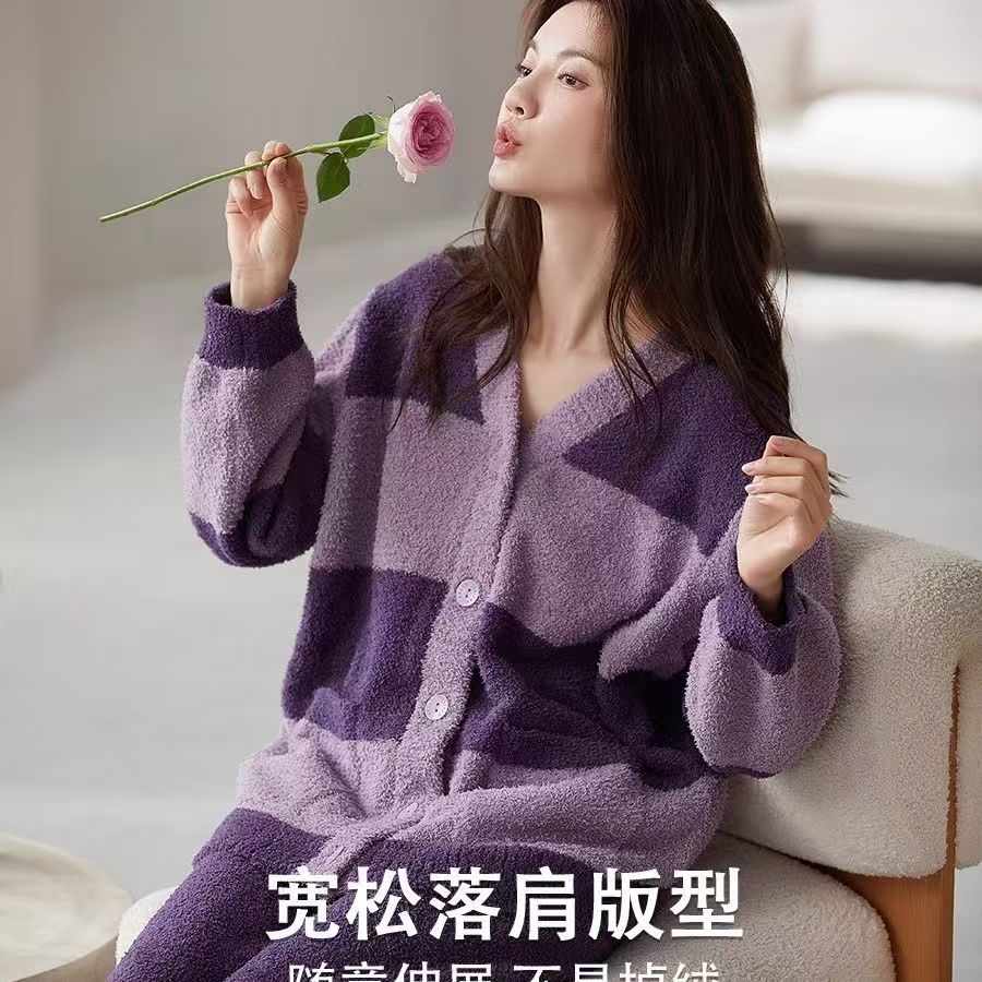 2024年新作 ハーフフリース パジャマ レディース 厚手 冬 スタイル 部屋着にもお出かけにも プラスサイズ カーディガン 半袖&長袖