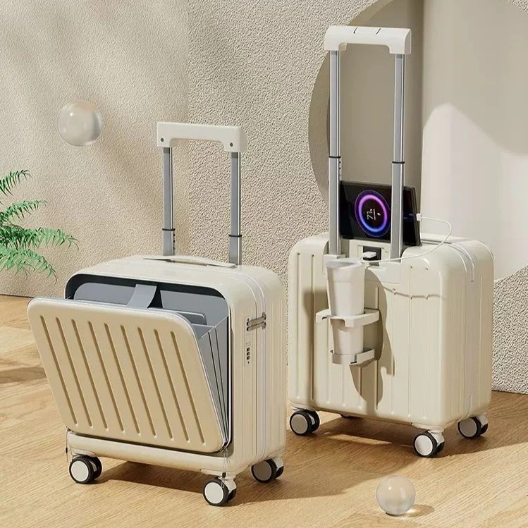 【急速出荷!】18インチ軽量搭乗ケースフロントオープン多機能スーツケース小型トロリーケースメンズパスワードスーツケースレディース20インチ