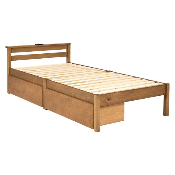 MB-5150S-LBR3101HS 組立簡単 マットレス・引出し付シングルベッド ライトブラウン メーカー直送